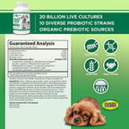 Vital Planet Flora Dog Probiótico Masticable para Perros - 30 Tabletas Sabor Carne con 20B UFC