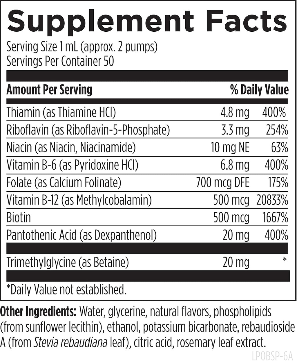 Designs for Health Liposomal B Supreme - Complejo B Líquido con Folato, B12, B6, Biotina y TMG - 50 Dosis