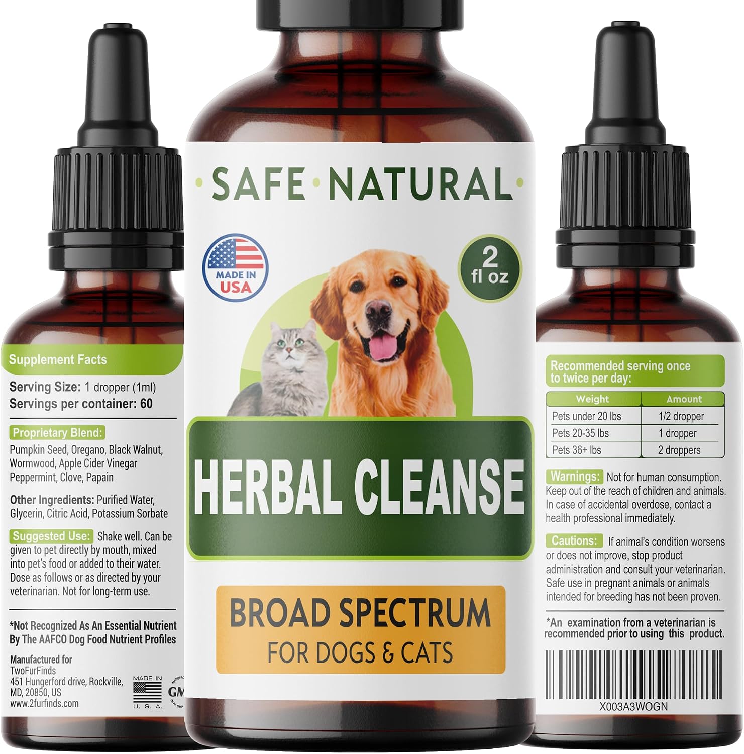 TwoFurFinds Multivitamínico Líquido 15-en-1 para Perros y Gatos - 59 ml