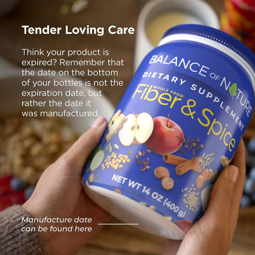 Balance of Nature Fiber & Spice - Cáscara de Psyllium, Semilla de Lino, Cúrcuma y Manzana - 30 Dosis