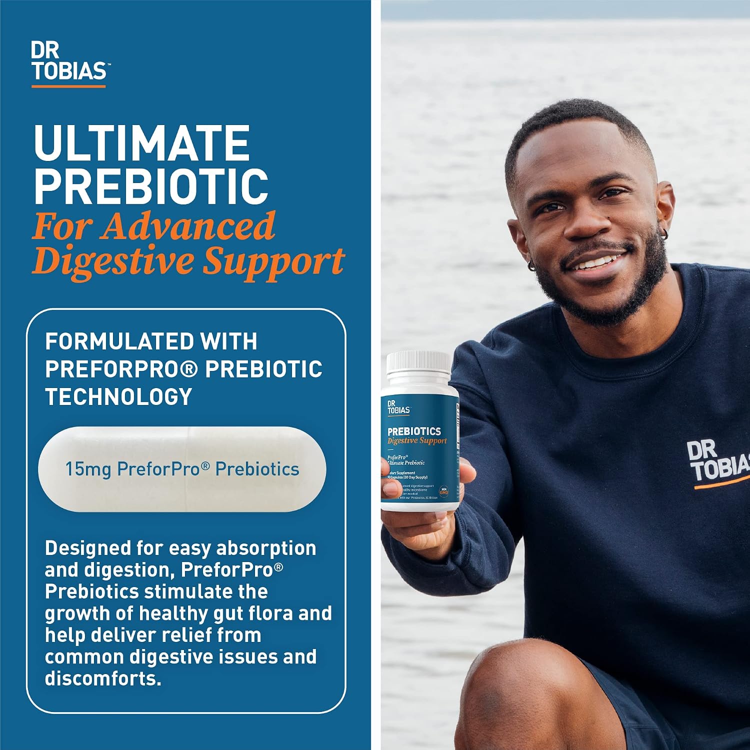 Dr. Tobias Prebiotics - 30 Capsules - Digestive Support and Gut Health