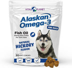 Vital Planet - Alaskan Omega-3 Masticables para Perros, Aceite de Pescado Salvaje de Alaska – 30 Masticables Sabor Hickory