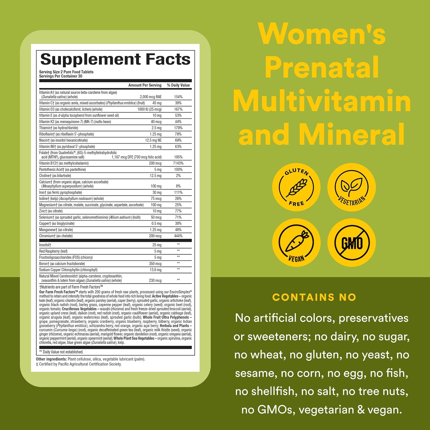 Natural Factors Whole Earth & Sea Women's Prenatal – 60 Comprimidos (30 Dosis)