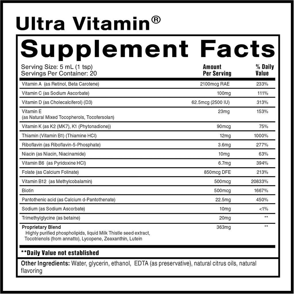 Quicksilver Scientific Liposomal Ultra Vitamin - Líquido Multivitamínico y Antioxidante (100 ml)