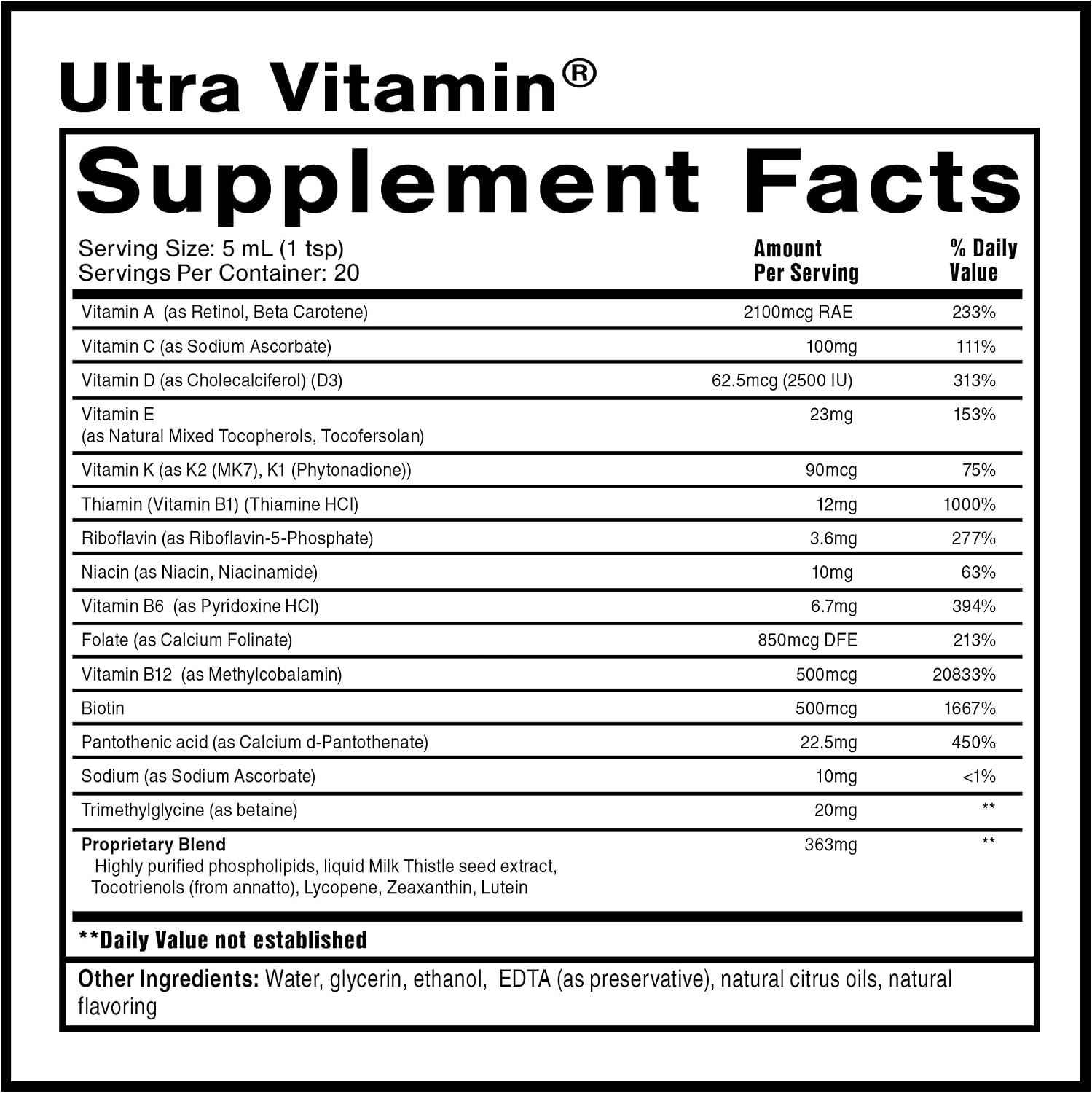 Quicksilver Scientific Liposomal Ultra Vitamin - Líquido Multivitamínico y Antioxidante (100 ml)