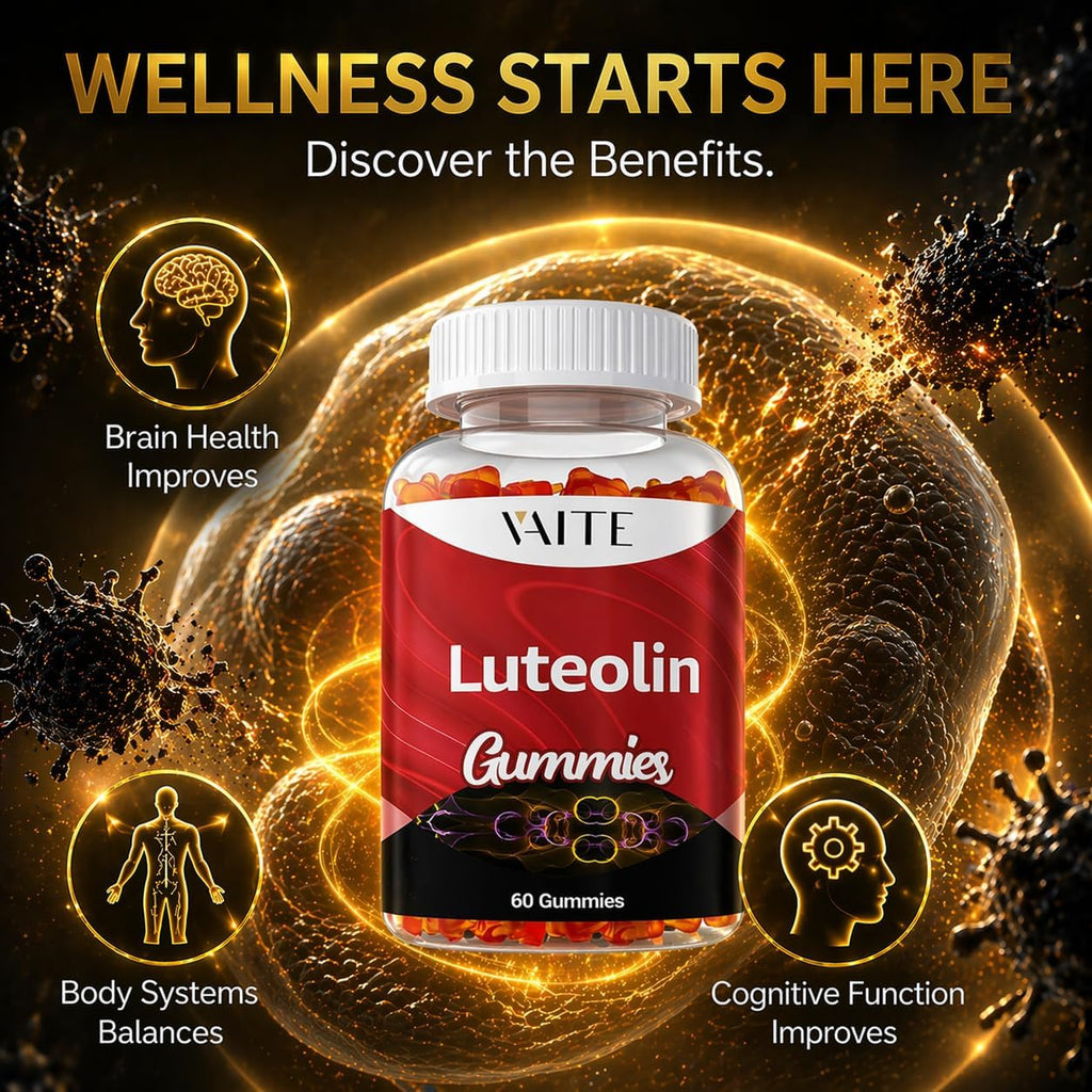 Luteolin 100mg Supplement - Gomitas Veganas Sin Azúcar para Memoria y Energía - 60 uds