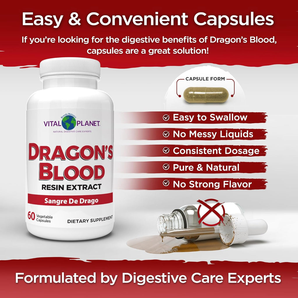 Vital Planet – Sangre de Dragón (Extracto de Resina de Croton lechleri) 500 mg – 60 Cápsulas
