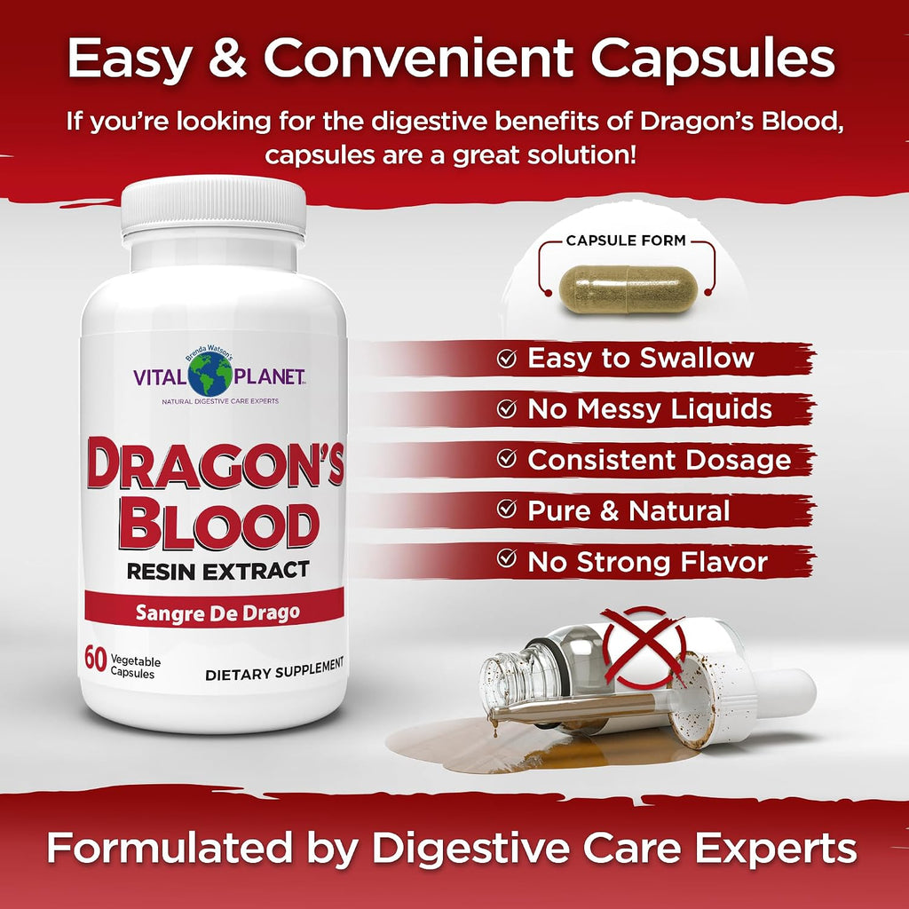 Vital Planet - Extracto de Resina de Sangre de Drago (Croton lechleri), 500 mg, 60 Cápsulas (Pack de 2)