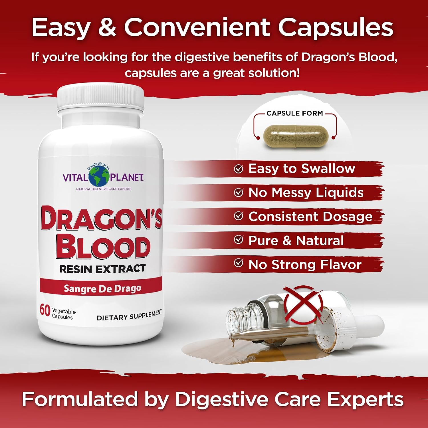 Vital Planet - Extracto de Resina de Sangre de Drago (Croton lechleri), 500 mg, 60 Cápsulas (Pack de 2)