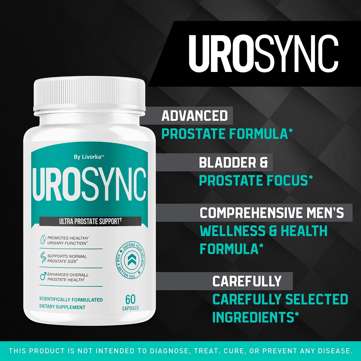 UroSync Cápsulas - Suplemento Oficial para Hombres con Ingredientes Naturales, Fórmula Premium UroSyncPro, para el Bienestar Diario, 60 Cápsulas (1 Mes)