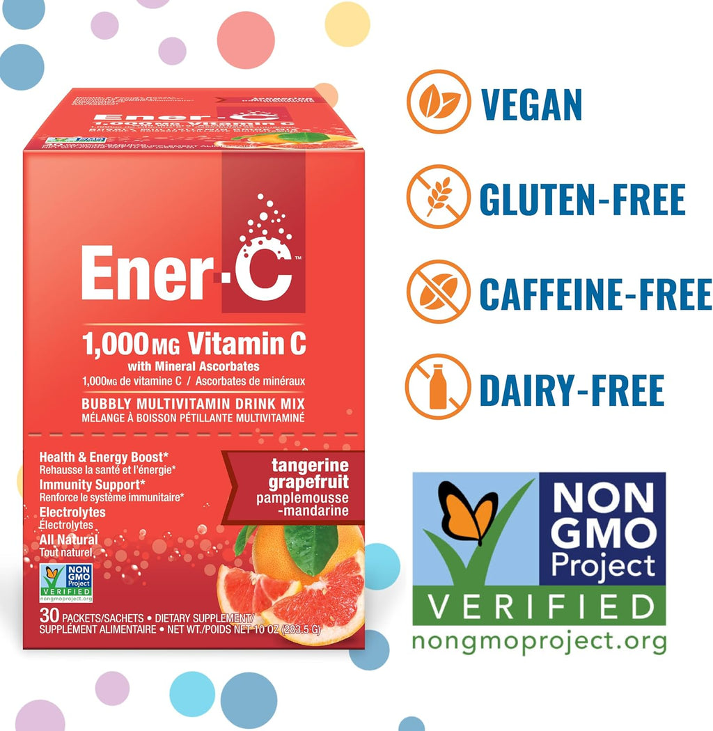 Ener-C Tangerine & Grapefruit Mezcla Multivitamínica en Polvo, 1000mg Vitamina C