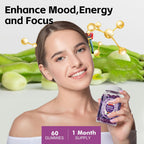 Well&Whole Gominolas Dopamine - Mucuna Pruriens 500mg, L-Tirosina 200mg y Ashwagandha, Apoyo al Estado de Ánimo y Concentración, Sabor a Bayas, Sin Gluten, 60 Gominolas