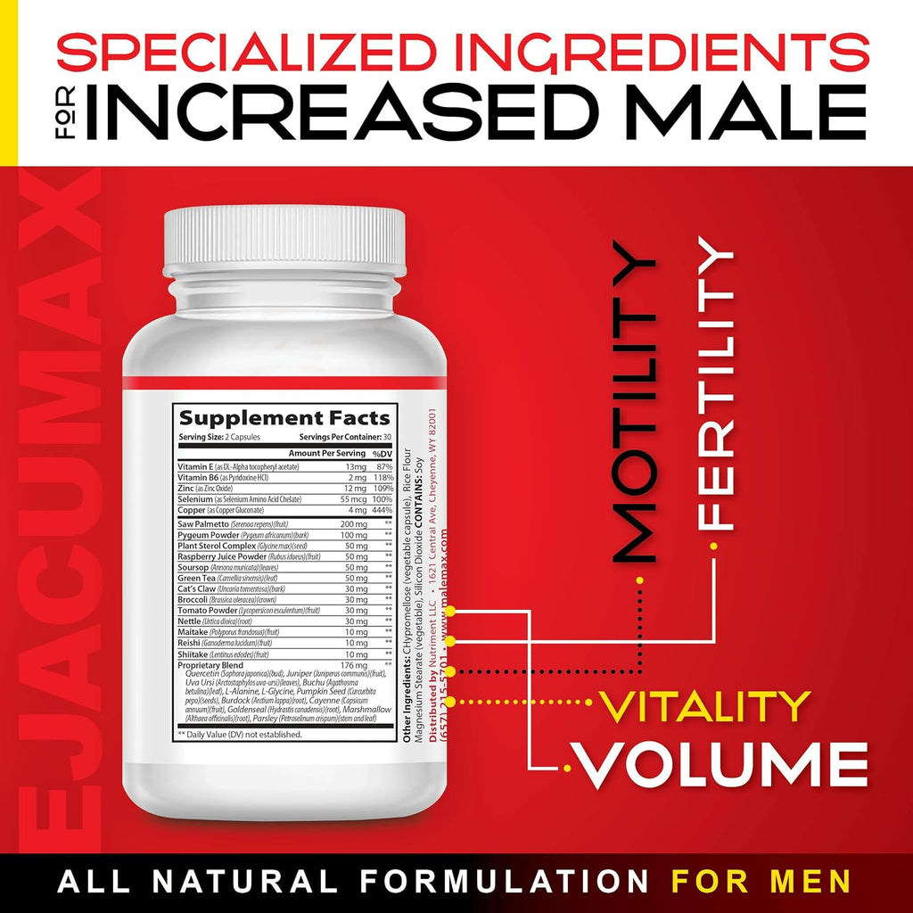 Ejacumax Vitality – Suplemento de fertilidad para hombres – 60 cápsulas
