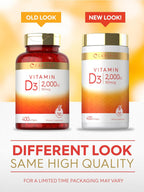 Carlyle Vitamina D3 2000 UI Cápsulas Blandas | 400 Unidades | No-GMO, Sin Gluten | 50 mcg | Suplemento de Vitamina D