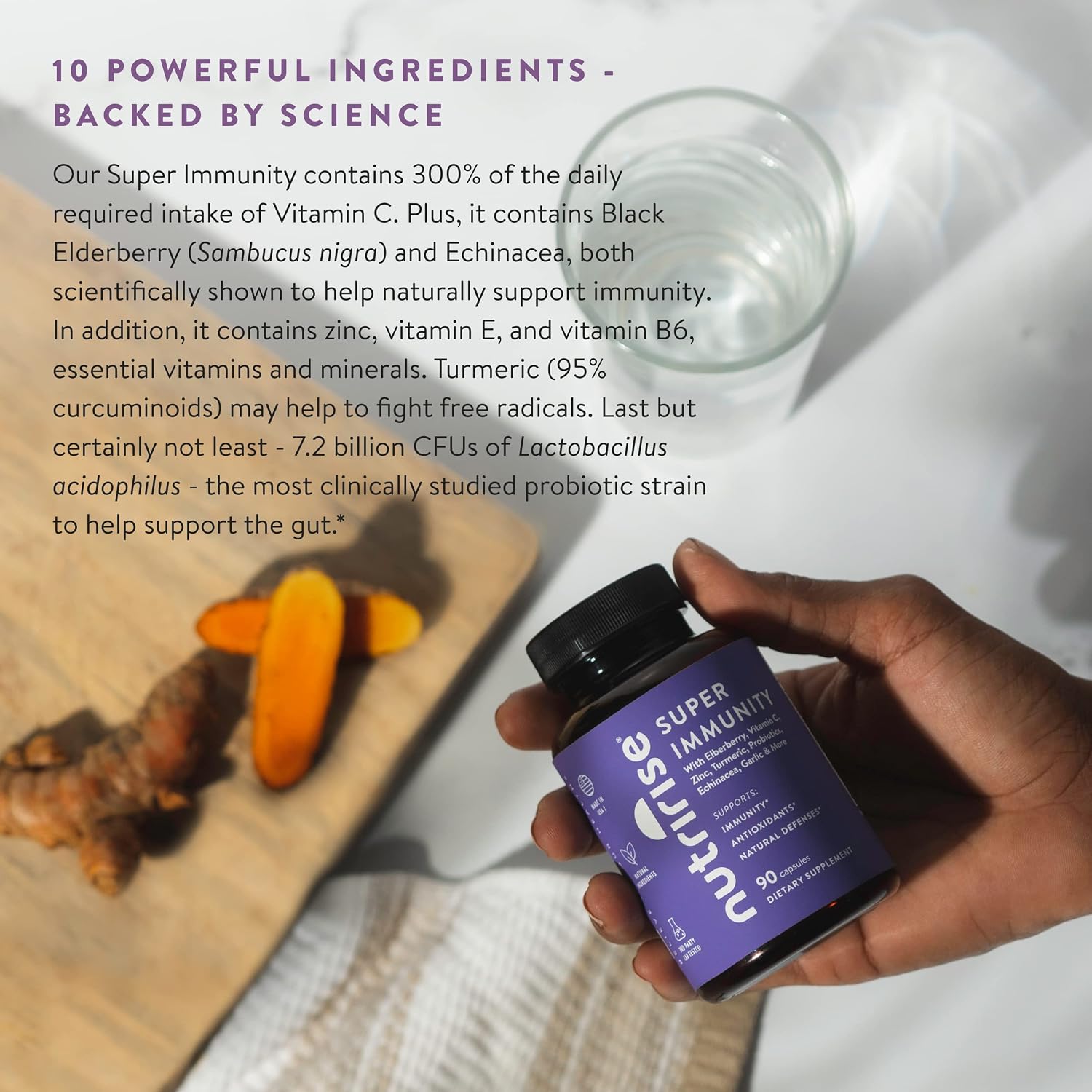 NutriRise Immunity Complex – Complejo Inmunitario con Saúco, Vitamina C, Zinc, Equinácea, Cúrcuma y Probióticos (90 Cápsulas)
