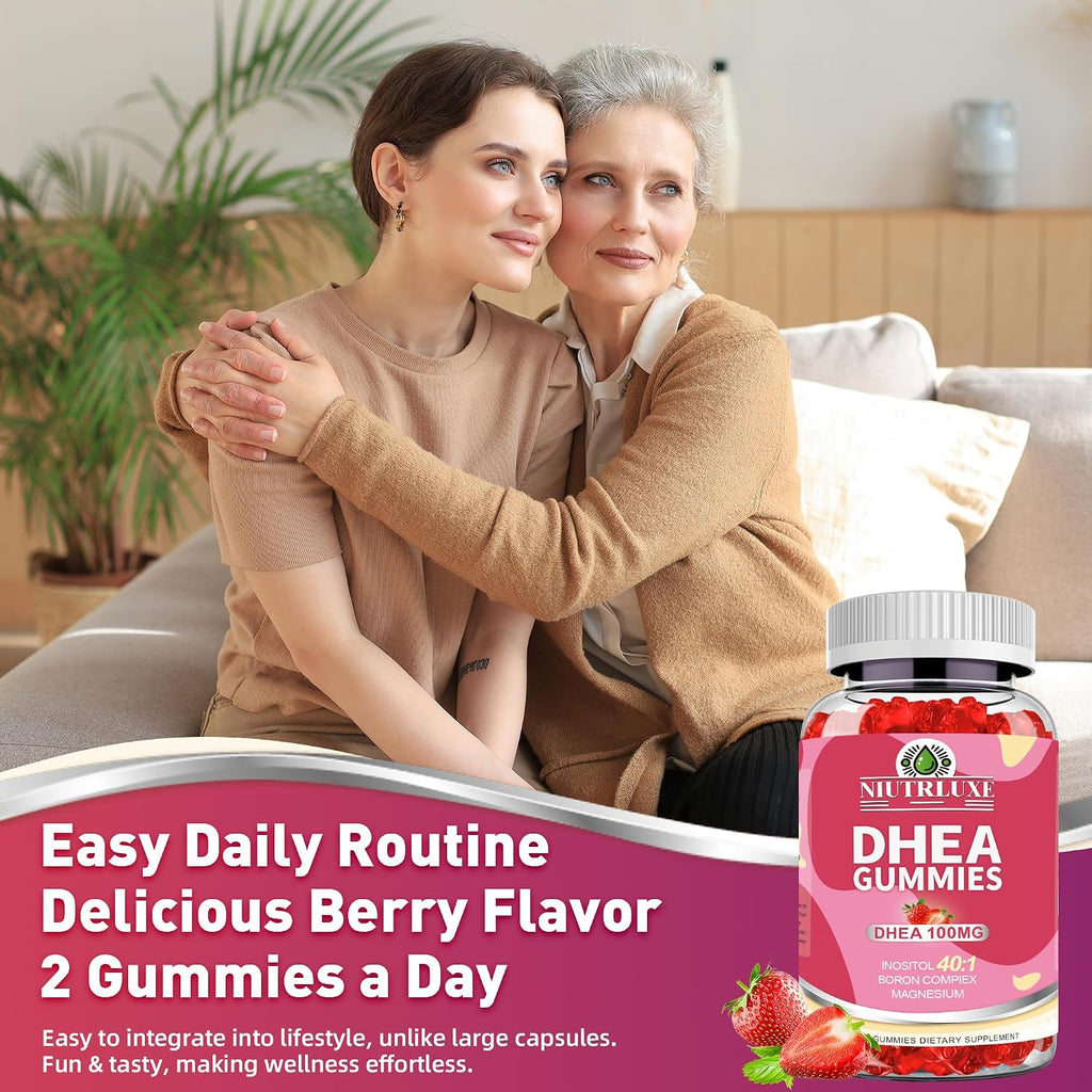 NIUTRLUXE DHEA Gummies - Suplemento de DHEA para Mujer con Boro, Inositol y Magnesio - 60 Gominolas