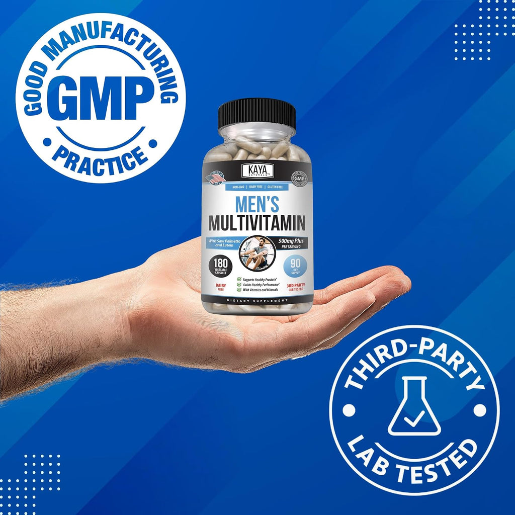 Kaya Naturals Multivitamínico para Hombres - Complejo Multivitamínico y Mineral - Apoyo Prostático - 180 Cápsulas Vegetales