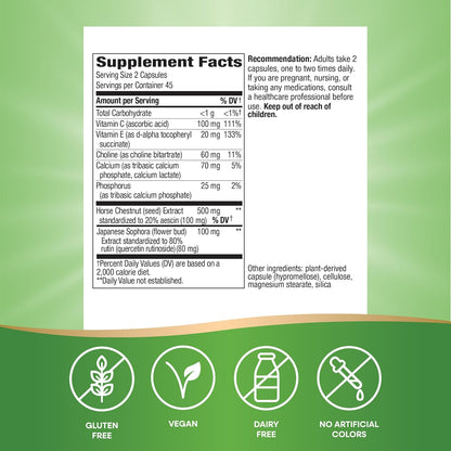 Nature's Way Premium Hem-Care, Mezcla única para la salud de las venas, con Vitaminas C y E, Colina, Calcio, Fósforo, – Image 5