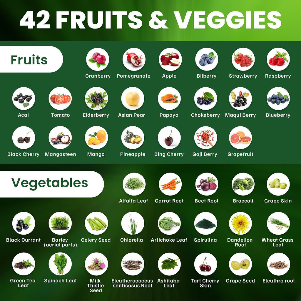 AAMATEC LIFE Multivitamínico con Zinc y Mezcla de 42 Frutas y Verduras - 60 Cápsulas