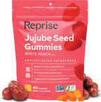 Reprise Jujube Seeds in Daily Gummies, 300 mg Full-Spectrum Jujube Seeds, Vegan, Gelatin Free, Peach Flavored, 40 Gummies
