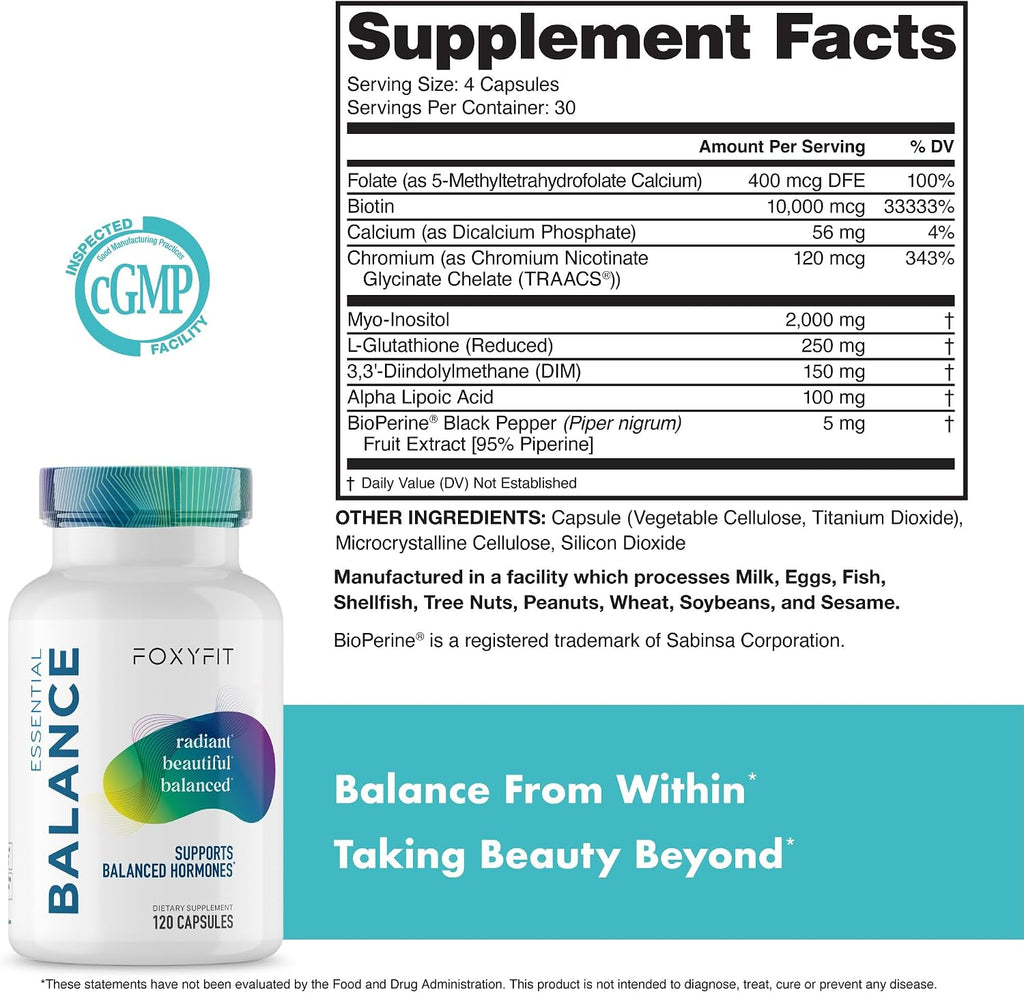 Essential Balance Apoyo Hormonal y Multivitamínico para Mujeres - Foxy Fit (30 Dosis)