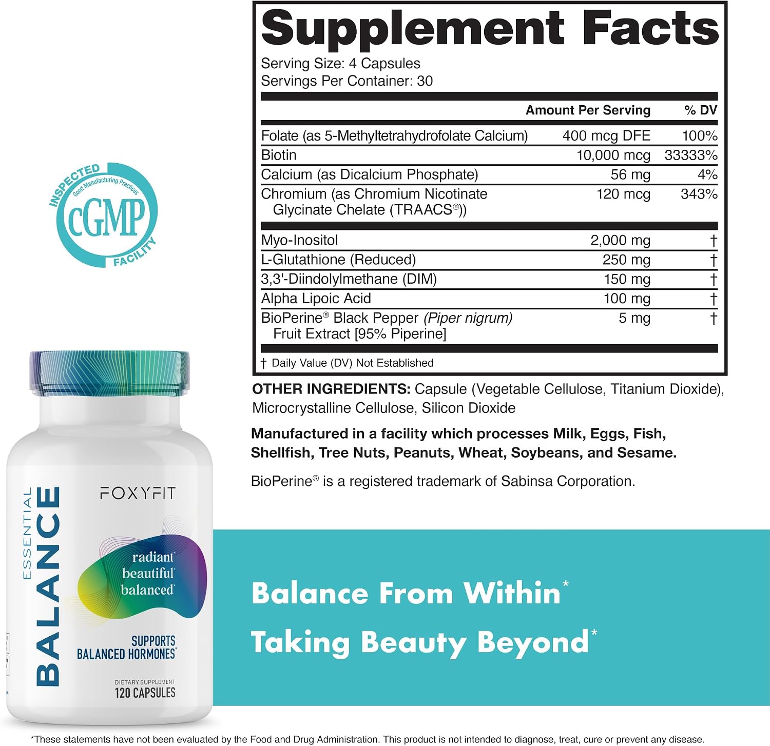 Essential Balance Apoyo Hormonal y Multivitamínico para Mujeres - Foxy Fit (30 Dosis)