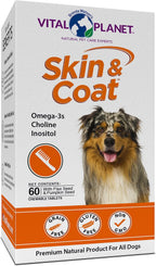 Vital Planet Skin & Coat – Suplemento para la Piel y el Pelo del Perro con Omega-3, Inositol y Colina – 60 Comprimidos Masticables