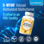 NutraPep Multivitamínico Metilado para Hombres y Mujeres - 5-MTHF, Riboflavina, B6, B12, Trimetilglicina