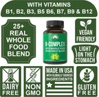 Complejo B con Frutas y Verduras - 90 Cápsulas Veganas - Peak Performance