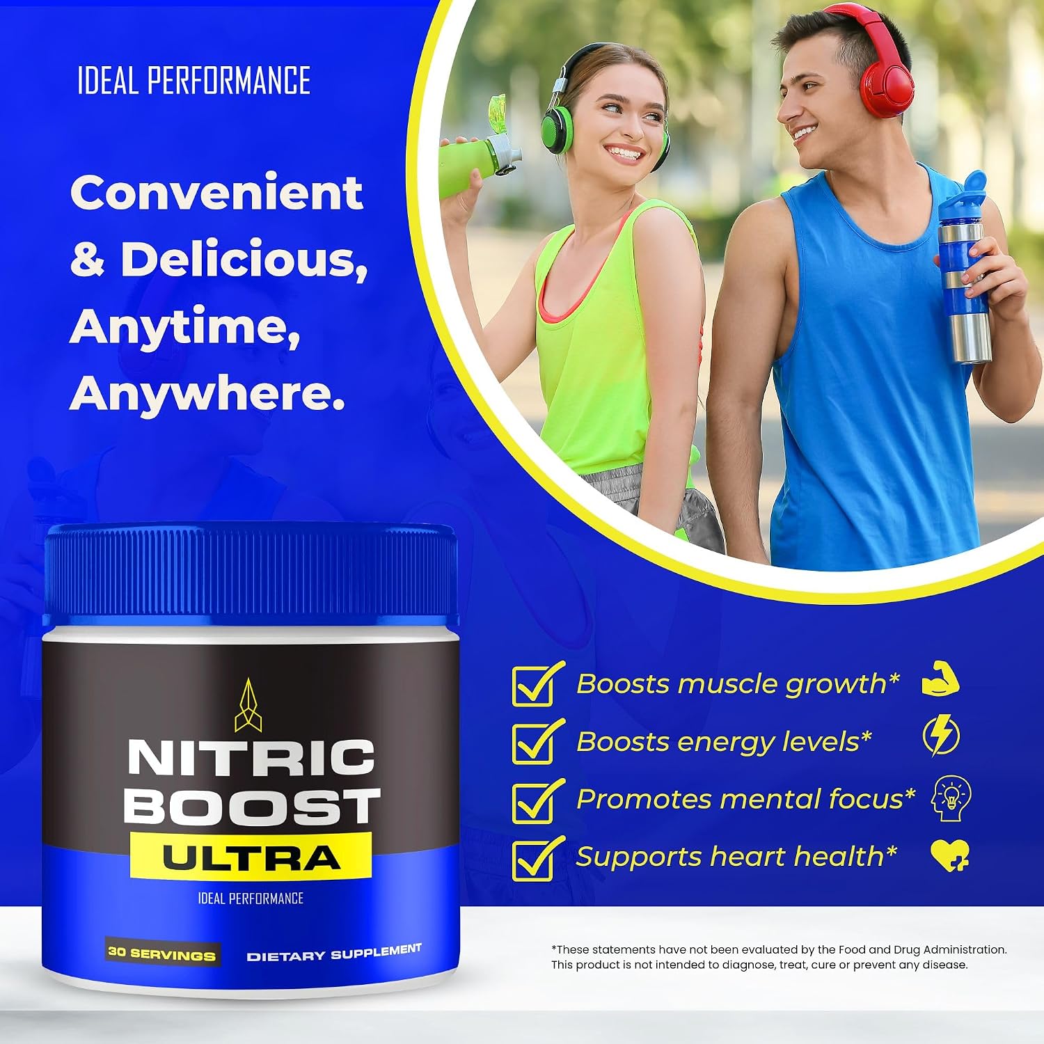 Nitric Boost Ultra Powder, Fórmula Oficial de NitricBoost para Apoyar la Energía y el Flujo Sanguíneo