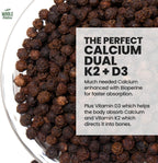 Whole Nature Vitamina D3 + K2 MK-7 con BioPerine - 5000 UI D3 + K2 MK-7 para Huesos - 60 Cápsulas Veganas