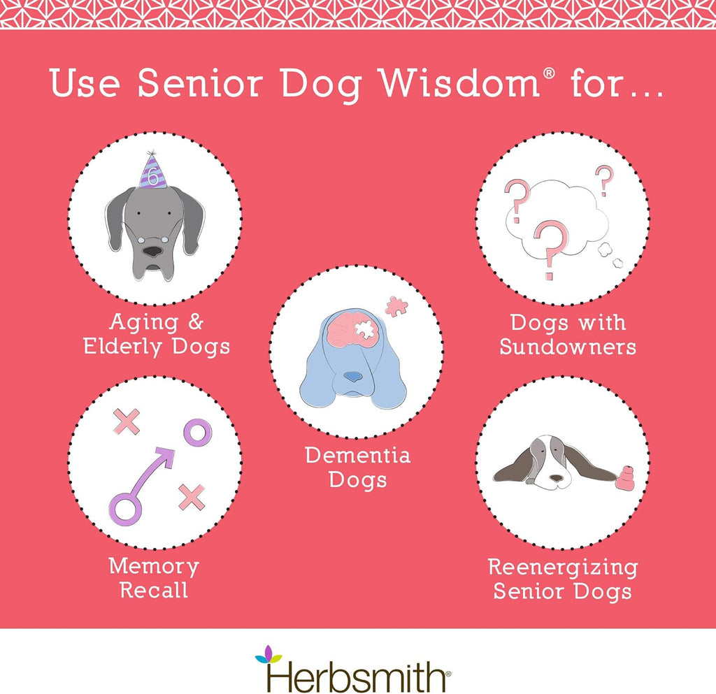 Herbsmith Senior Dog Wisdom - Suplemento para demencia canina - 60 masticables grandes