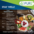 PURE 5 en 1 Fórmula Inmunitaria - 120 Cápsulas - Saúco Negro, Vitamina C, Vitamina D3, Zinc y Jengibre