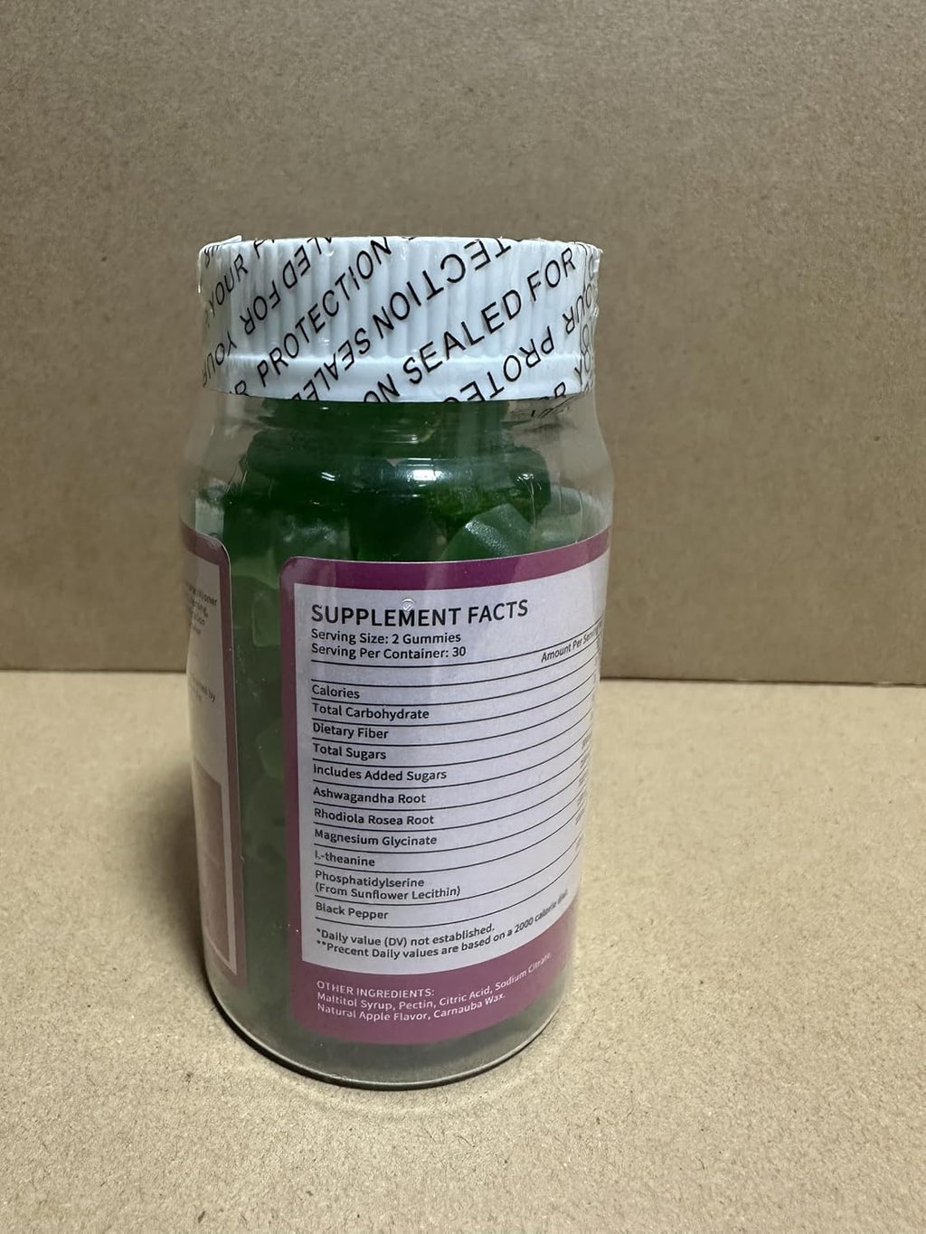 Gominolas de Cortisol para Mujeres - Wanish - Con Ashwagandha, Rhodiola Rosea, Magnesio Glicinato y L-Teanina - 180 Gominolas Veganas Sabor Manzana