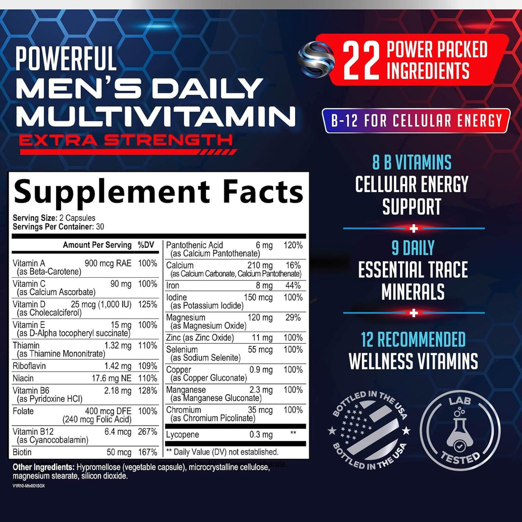 Multivitamínico para Hombres - Complejo de Vitaminas y Minerales, 60 Cápsulas