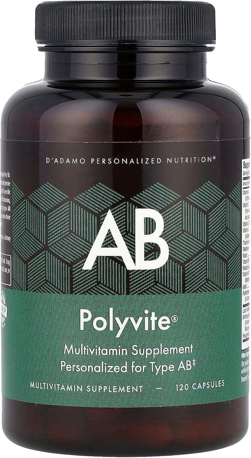D'Adamo Personalized Nutrition - Polyvite AB Multivitamínico para Tipo AB, 120 cápsulas