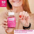 Beauty Bites Gominolas de Biotina - Suplemento para Cabello, Piel y Uñas con 6000 mcg de Biotina, Colágeno y Vitaminas - Sabor a Maracuyá