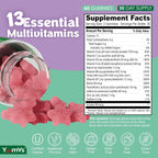 Gomitas Multivitamínicas para Adultos, Multivitamínico Diario para Mujeres y Hombres, Suplemento de Apoyo Inmunológico con Vitaminas A, C, D, E, B-6, B-12, Zinc - 60 Gomitas