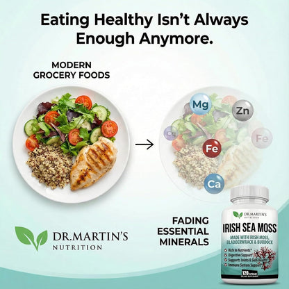 Dr Martins Irish Sea Moss 2625mg - 120 – Sistema inmunitario: El zinc y el selenio contribuyen al funcionamiento – Image 2