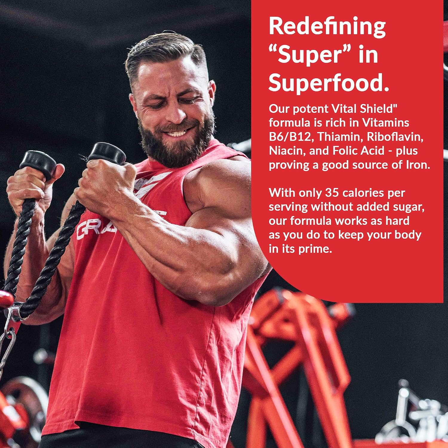 Vital Shield Superfood Greens - Mezcla Orgánica con Champiñones y Cereza Ácida - Muy Berry (30 porciones)