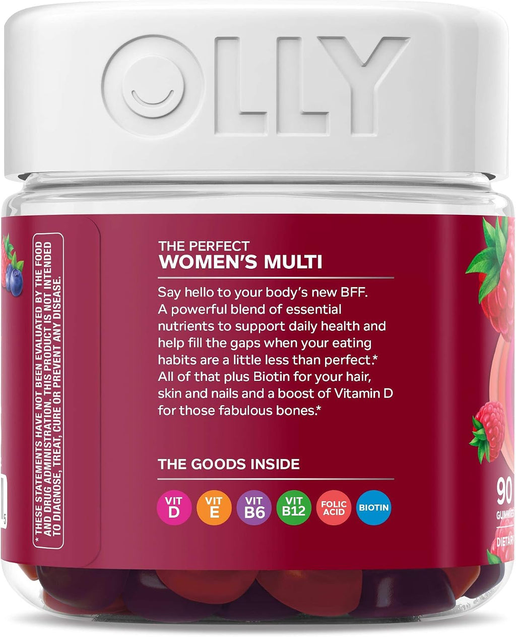 OLLY Multivitamínico Femenino en Gominolas, Sabor Berry, 180 Gominolas (90 Días de Suministro)