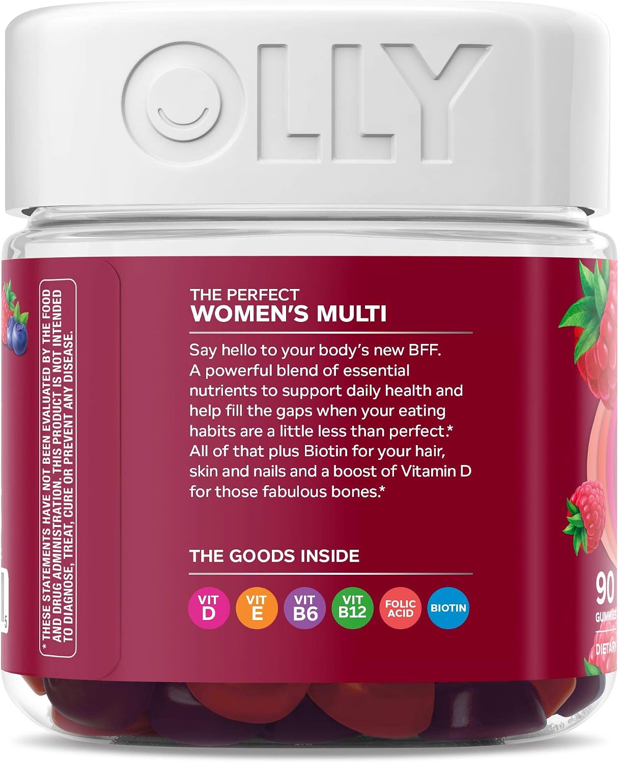OLLY Multivitamínico Femenino en Gominolas, Sabor Berry, 180 Gominolas (90 Días de Suministro)