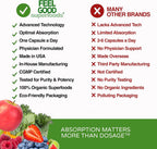 FeelGood Superfoods Cápsulas de Apoyo Inmunológico 1000 mg, 25 Frutas y Verduras Orgánicas, 60 uds.