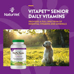 NaturVet VitaPet Senior Daily Vitamins Plus Glucosamine - 180 Comprimidos Masticables para Perros Mayores