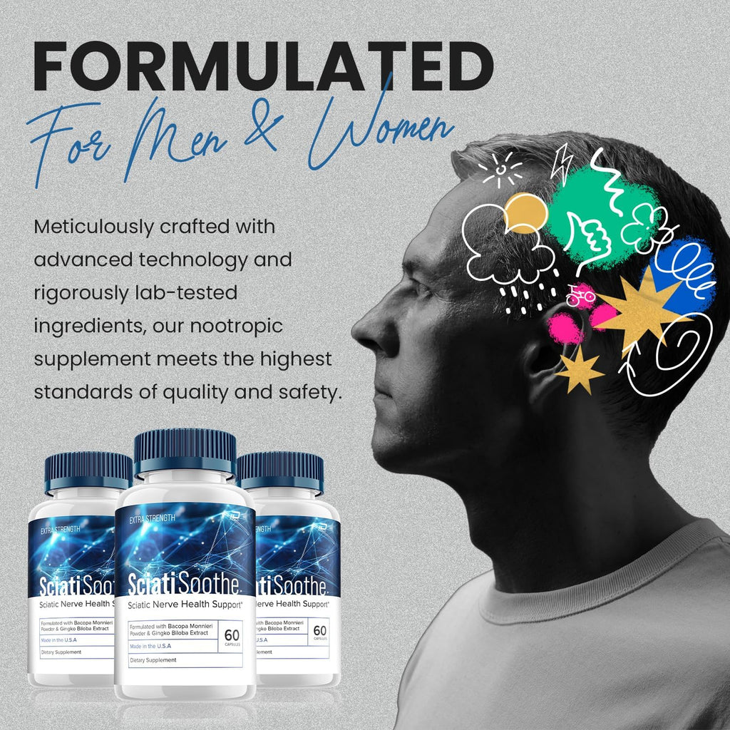 SciatiSoothe Suplemento Cerebral - Fórmula Natural - 300 Cápsulas (5 Envases)