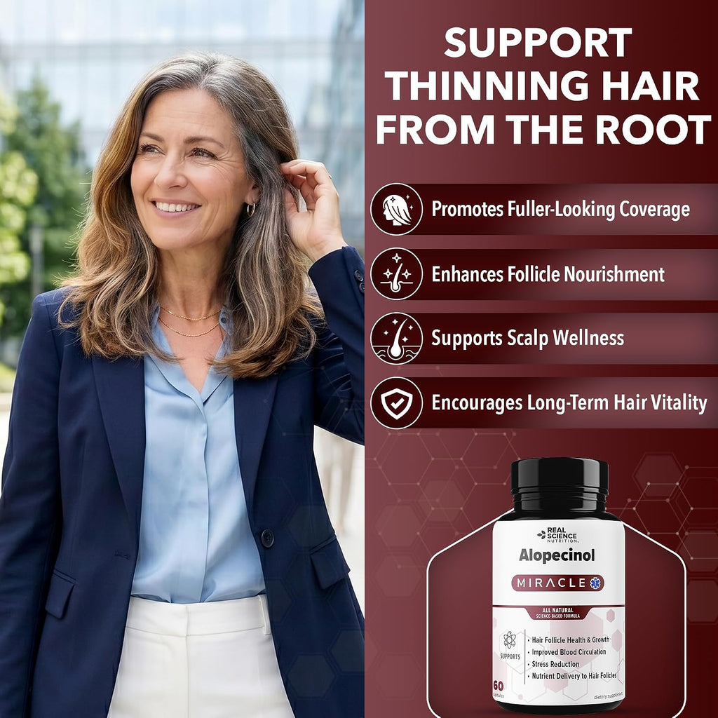 Real Science Alopecinol - Complemento alimenticio para el cabello con Vinitrox, GABA y Vitaminas - 60 cápsulas