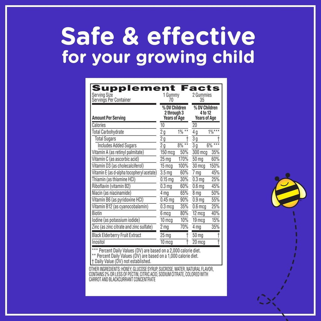 Zarbee's Multivitamínico Infantil Completo + Apoyo Inmunológico - 70 Gominolas Sabor a Bayas Naturales