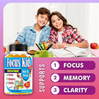 Focus Kids Gummies – Gomitas de Enfoque para Niños y Adolescentes con DHA y Omega 3-6-9, 60 unidades