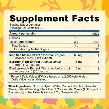 TrueSeaMoss Irish Sea Moss Gummies con Bardana y Fucus – Fórmula para Adultos y Niños – 60 Gominolas – Image 2
