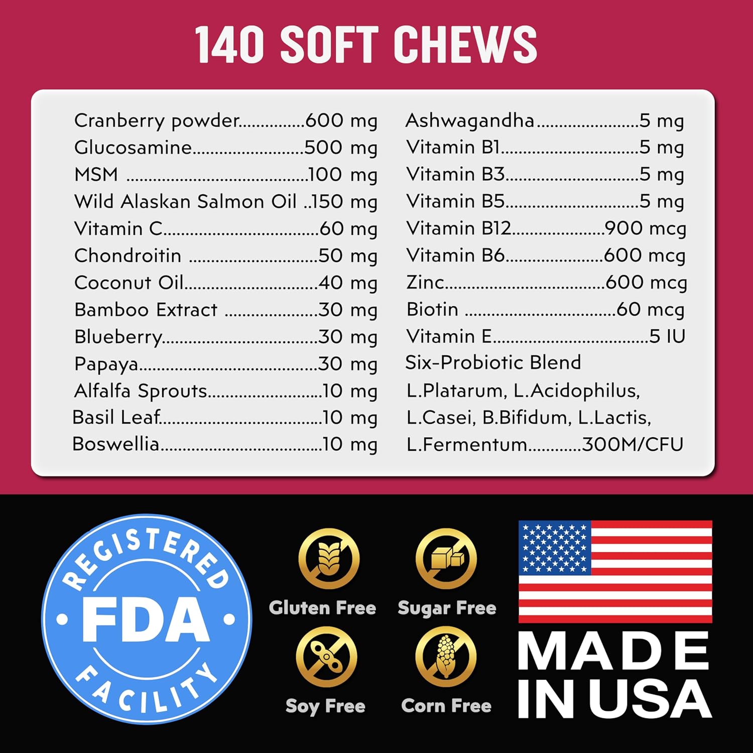 PAWMID Multivitamínicos Masticables para Perros con Probióticos - 140 Golosinas
